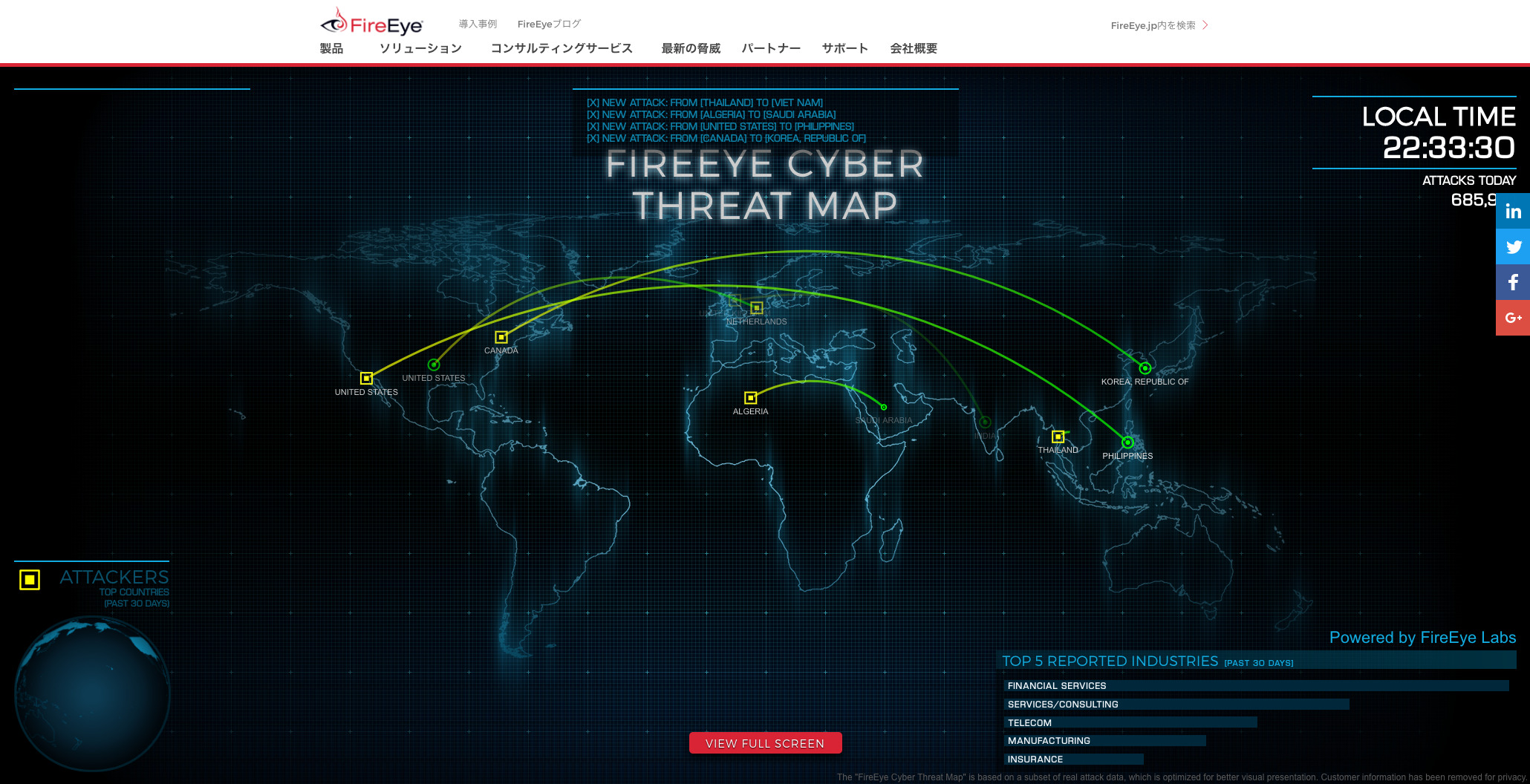Fireeye Cyber THREAT MAP