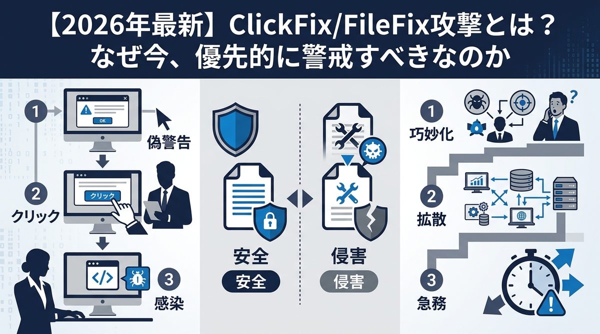図解：【2026年最新】ClickFix/FileFix攻撃とは？なぜ今、優先的に警戒すべきなのか