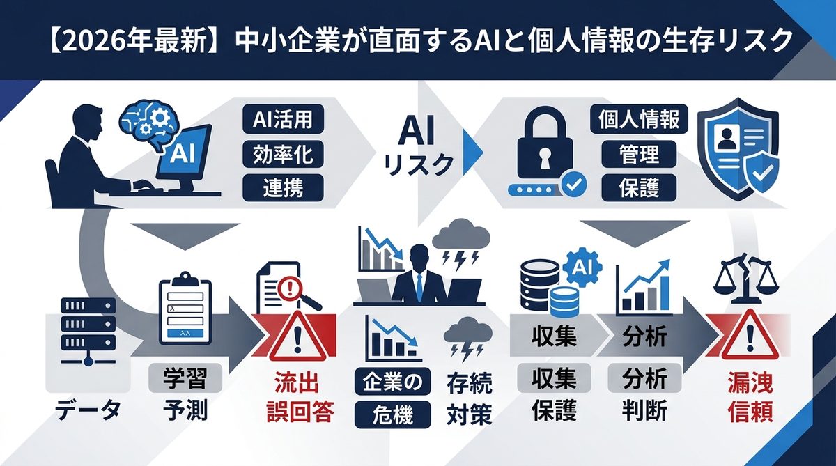 図解：【2026年最新】中小企業が直面するAIと個人情報の生存リスク