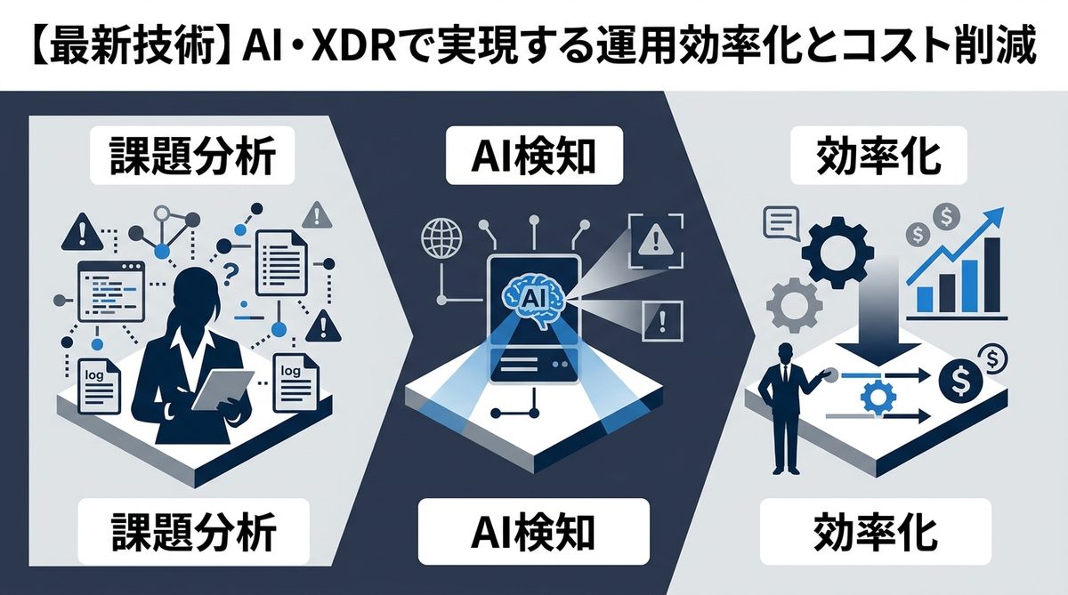 図解：【最新技術】AI・XDRで実現する運用効率化とコスト削減