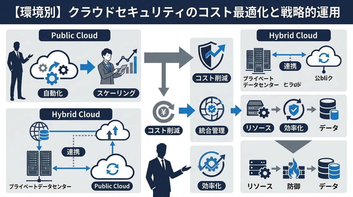 図解：【環境別】クラウドセキュリティのコスト最適化と戦略的運用