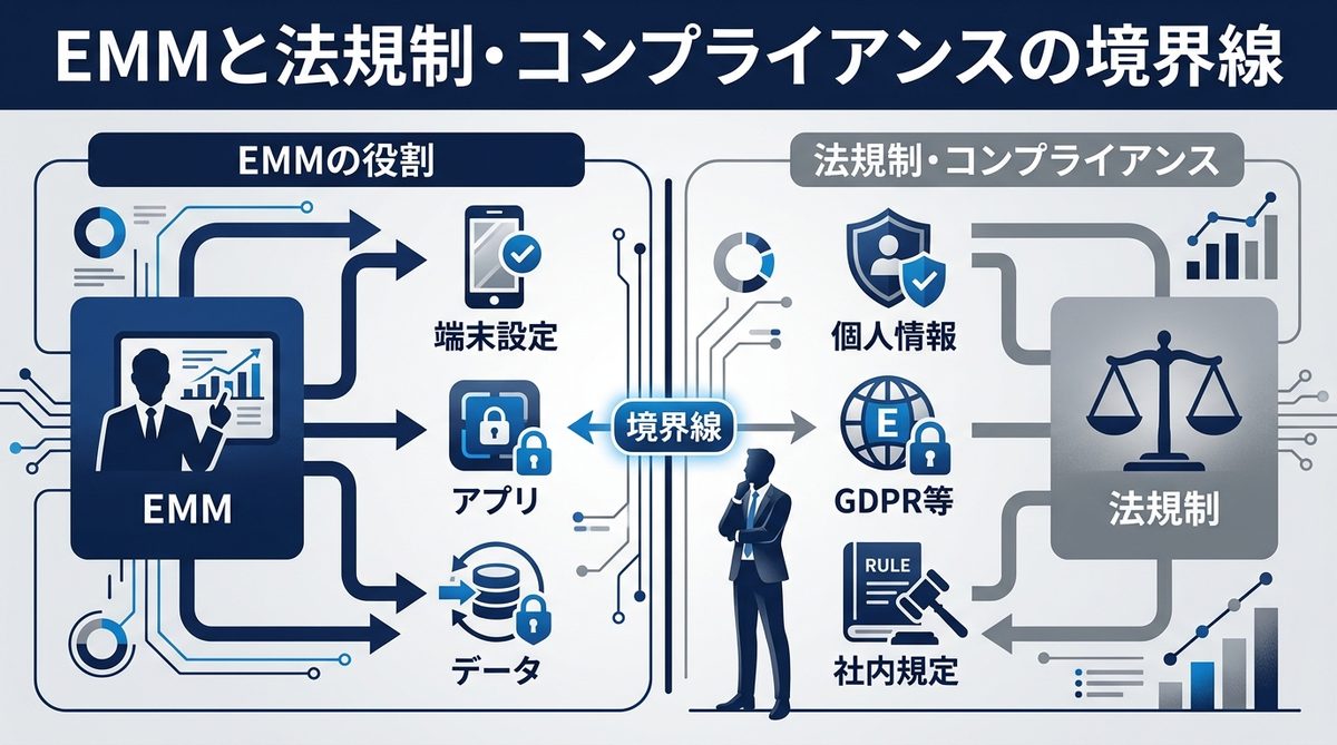 図解:EMMと法規制・コンプライアンスの境界線