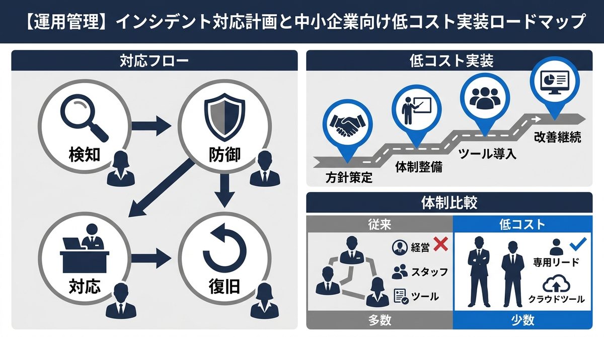 図解：【運用管理】インシデント対応計画と中小企業向け低コスト実装ロードマップ