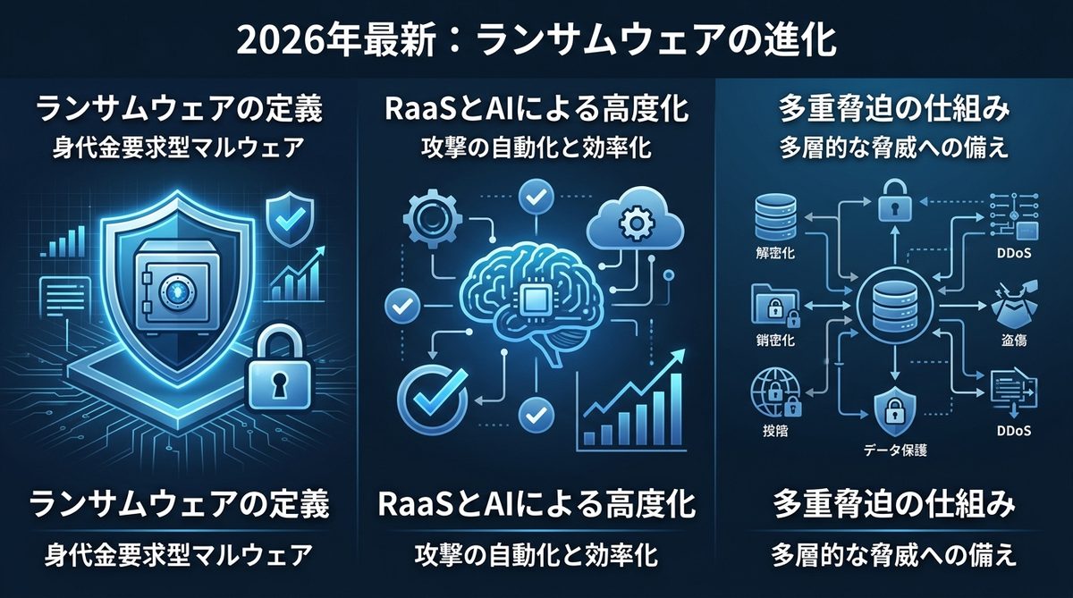 図解:【2026年最新】ランサムウェアとは?定義と進化する攻撃の仕組み