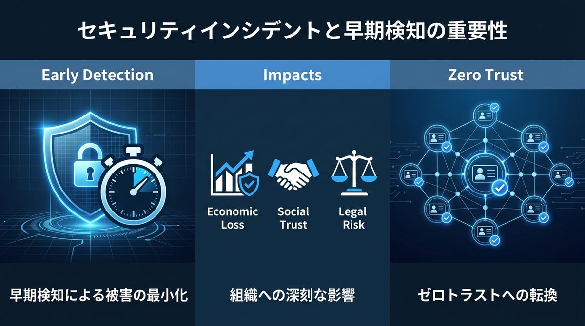 図解：セキュリティインシデントとは？なぜ「早期検知」が最大の防御なのか