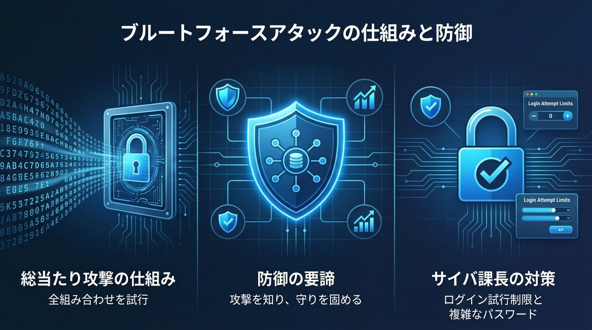 図解：ブルートフォースアタック（総当たり攻撃）とは？仕組みと脅威