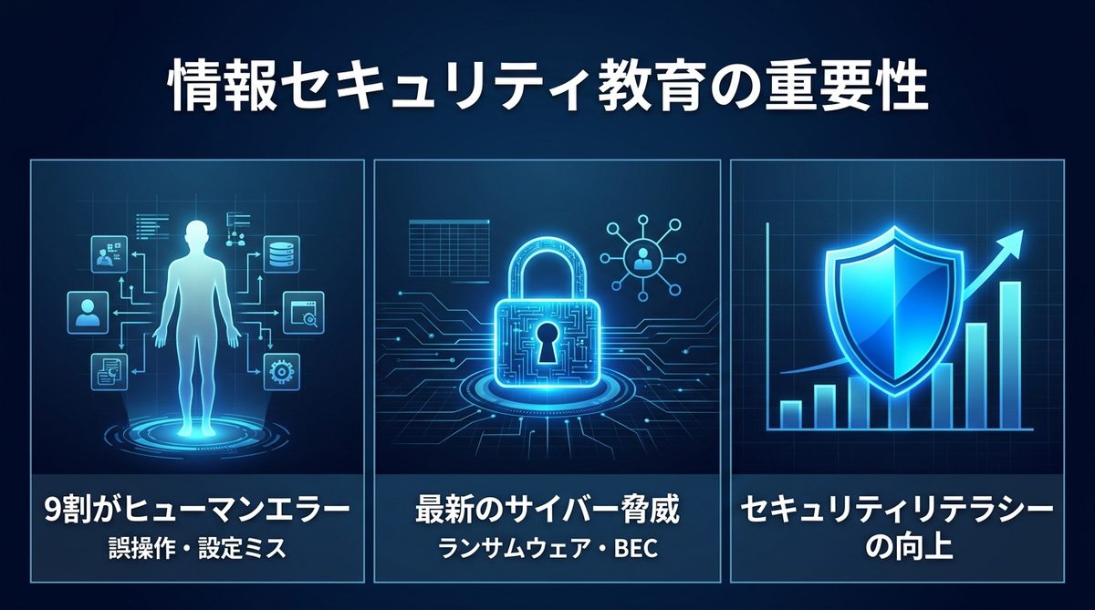 図解:情報セキュリティ社内教育はなぜ必須なのか?最新の脅威と人的リスク