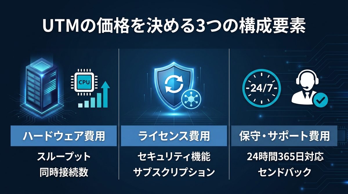 図解：UTMの価格を決める3つの構成要素