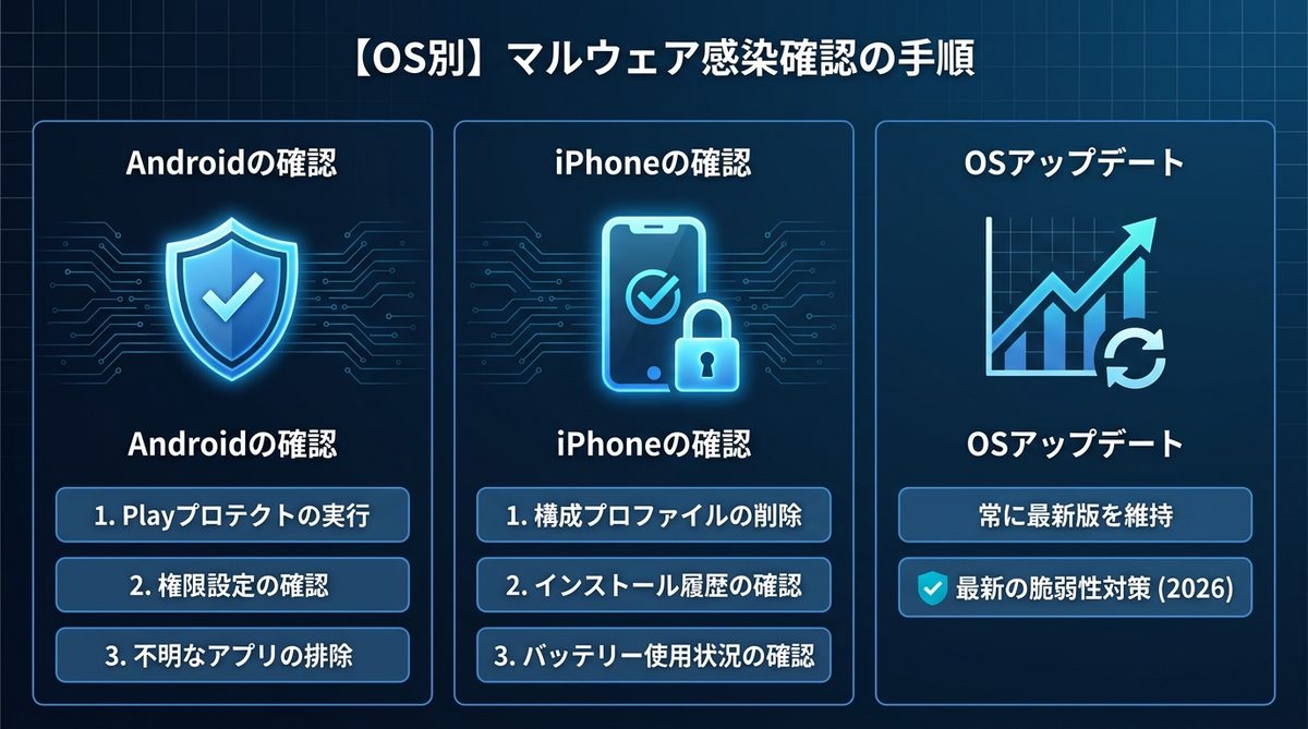 図解:【OS別】マルウェア感染を確認するための具体的な手順