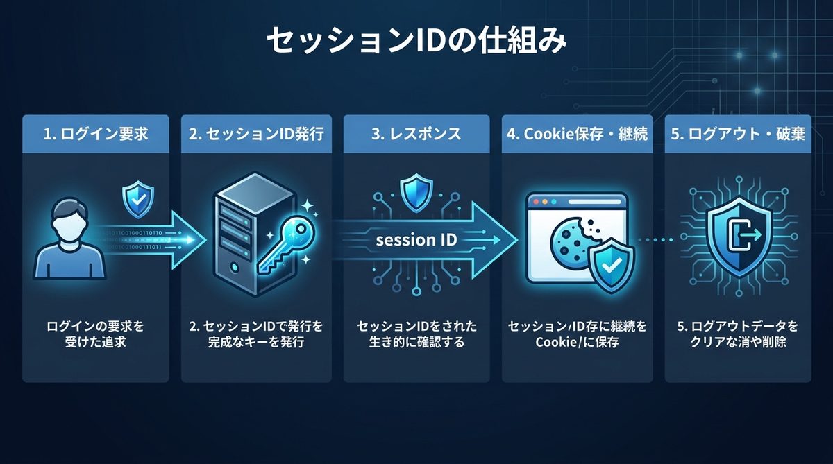 図解：セッションIDの役割と通信の仕組み