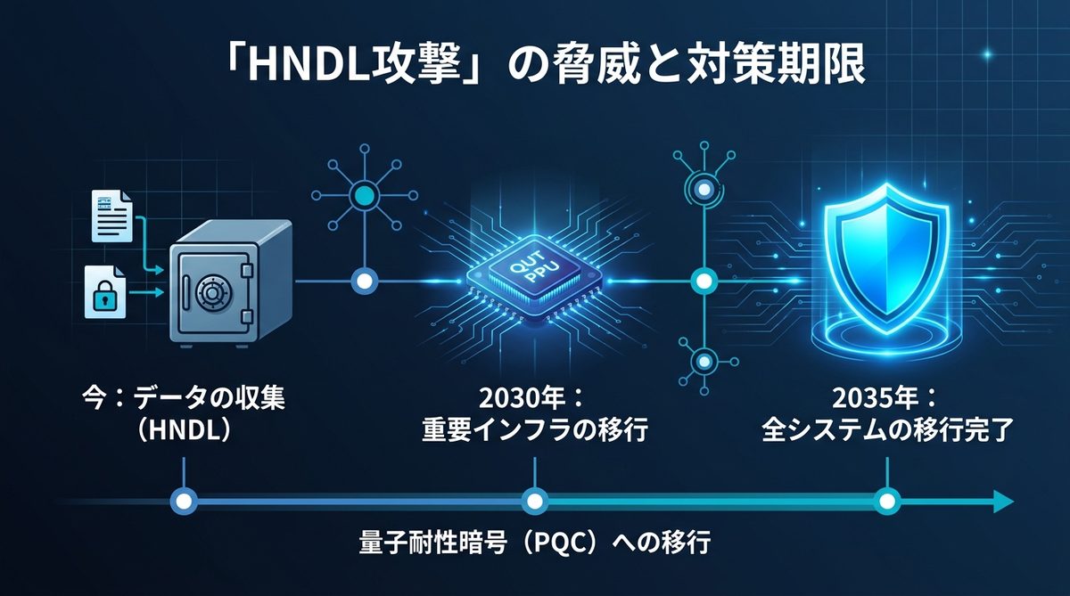 図解：なぜ今、対策が必要なのか？「Harvest Now, Decrypt Later」の脅威