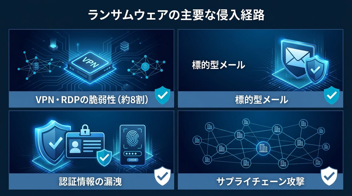 図解:なぜ狙われる?ランサムウェアの主要な感染経路と実態
