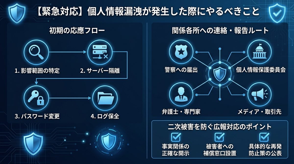 図解：【緊急対応】個人情報漏洩が発生した際にやるべきこと