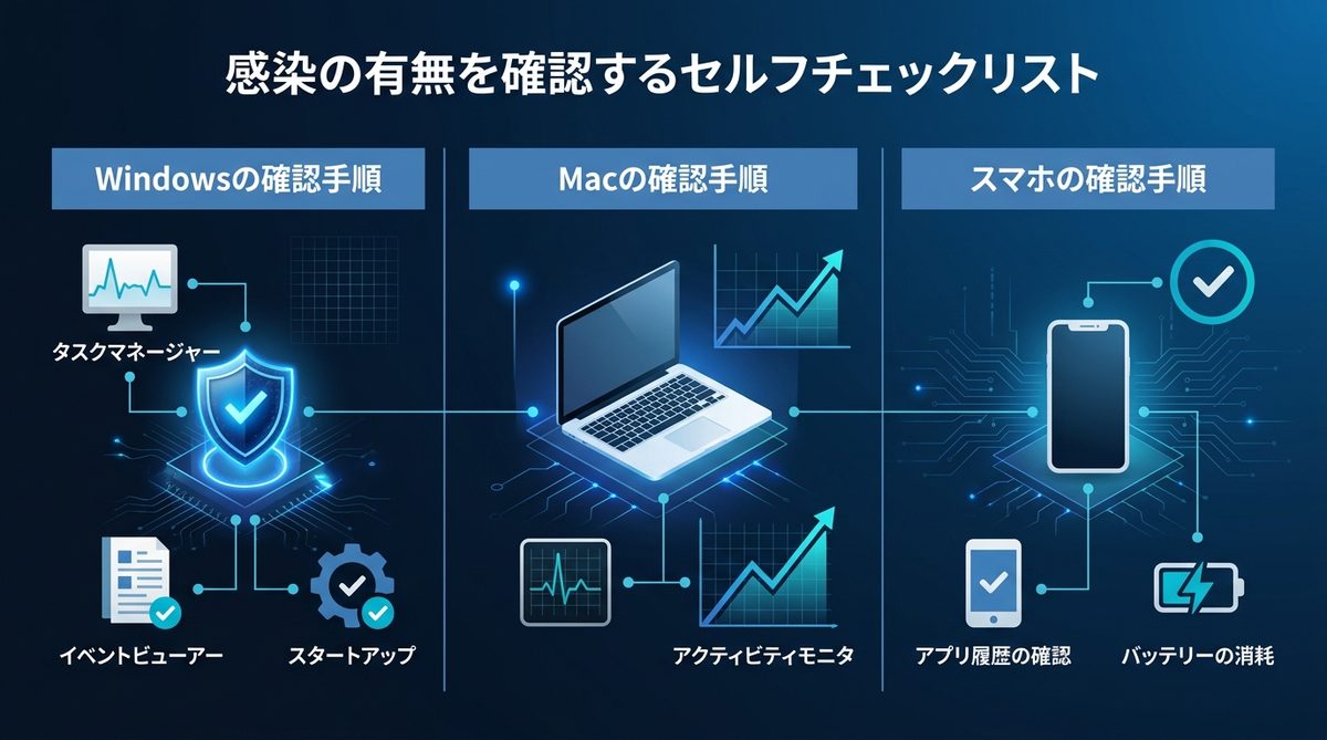 図解：5分でできる！感染の有無を確認するセルフチェックリスト
