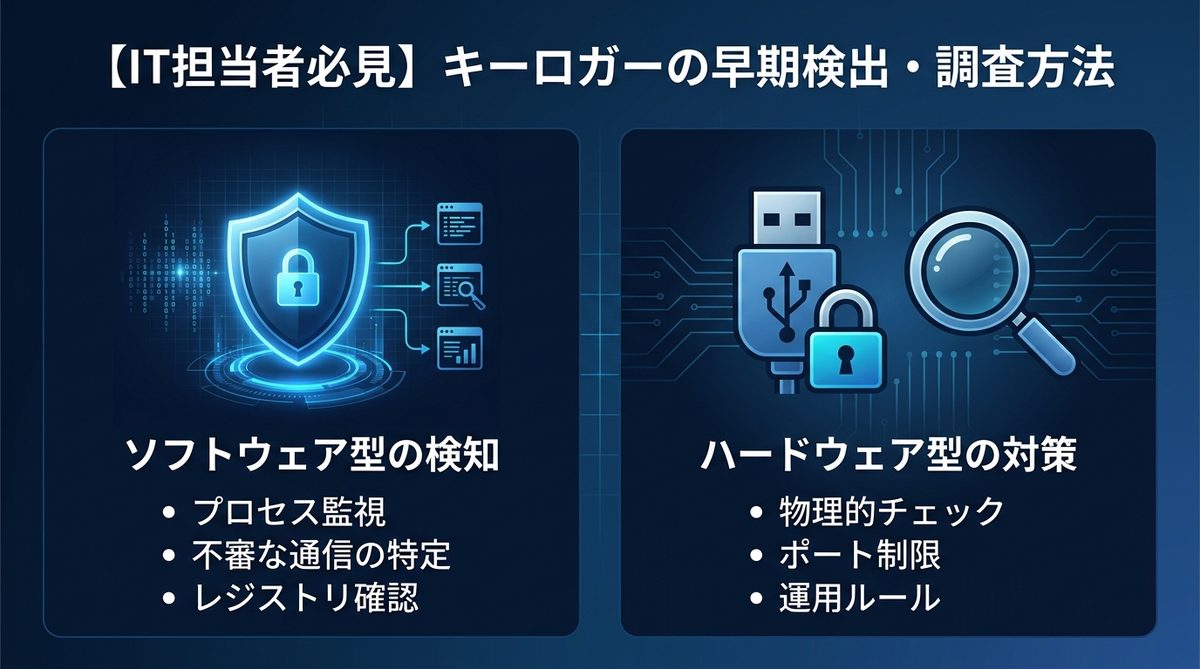 図解：【IT担当者必見】キーロガーの早期検出・調査方法