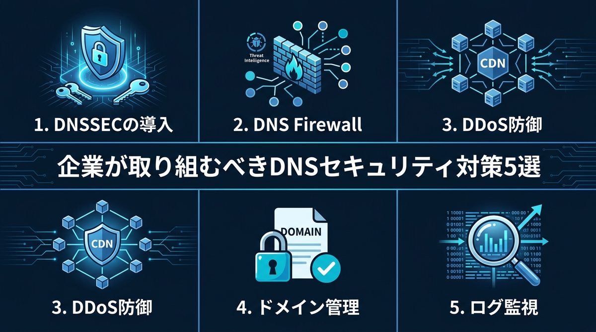 図解：企業が取り組むべきDNSセキュリティ対策5選