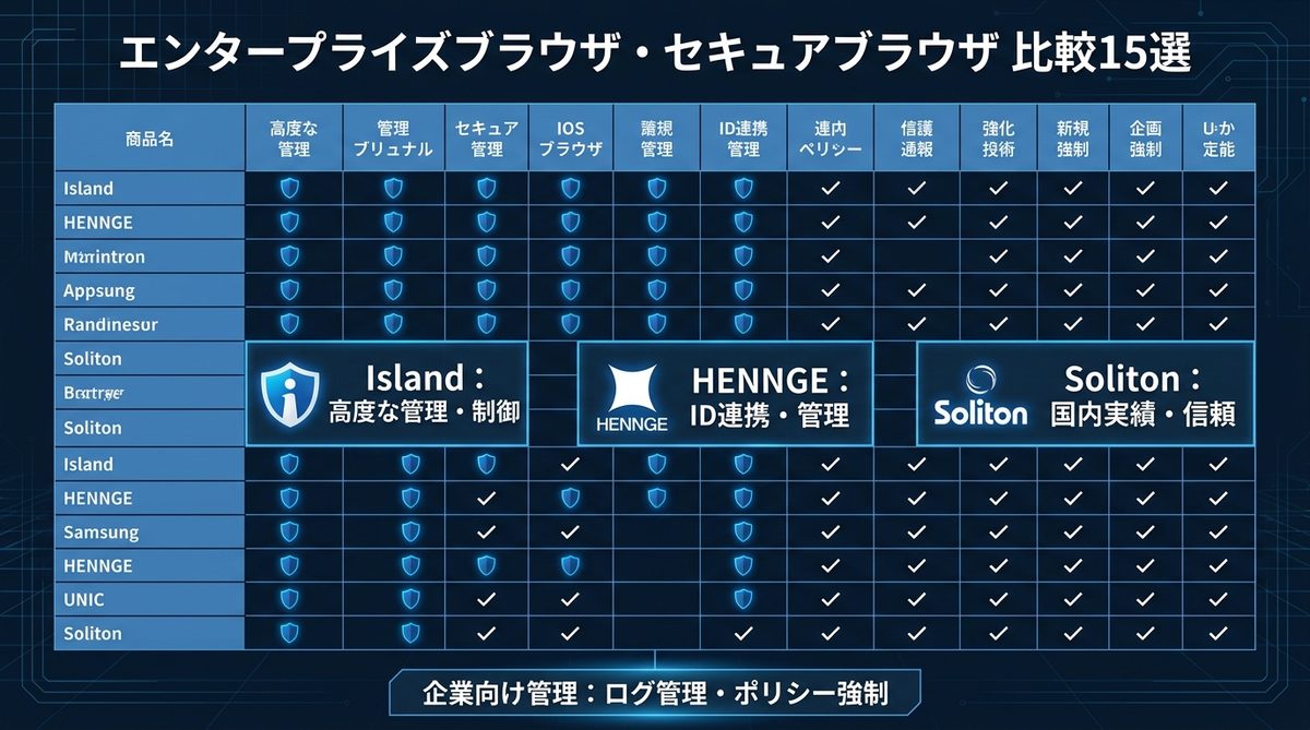 図解：企業向けエンタープライズブラウザ・セキュアブラウザ徹底比較15選