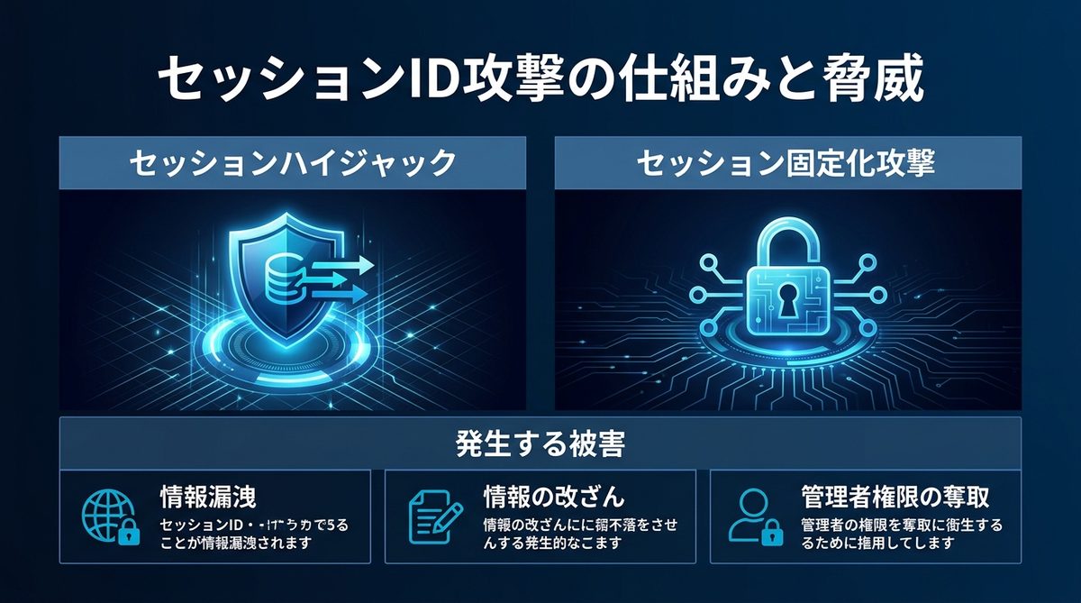 図解：セッションIDが狙われる攻撃手法：ハイジャックと固定化