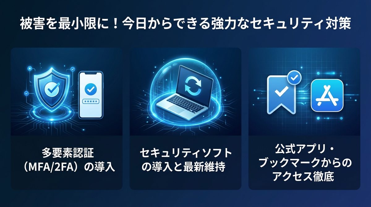 図解：被害を最小限に！今日からできる強力なセキュリティ対策