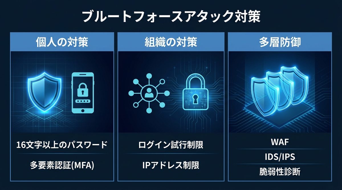 図解：【個人・企業別】ブルートフォースアタックへの鉄壁の対策