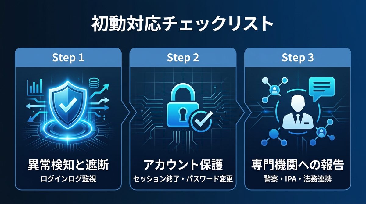 図解：もし攻撃を受けてしまったら？初動対応チェックリスト