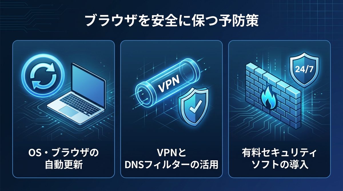 図解：もう感染させない！ブラウザを安全に保つ予防策