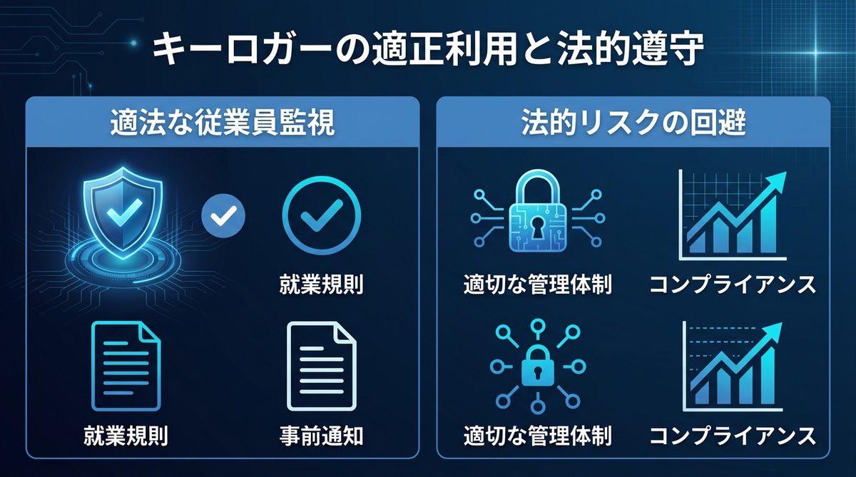 図解：キーロガーの合法的な利用と法的リスク