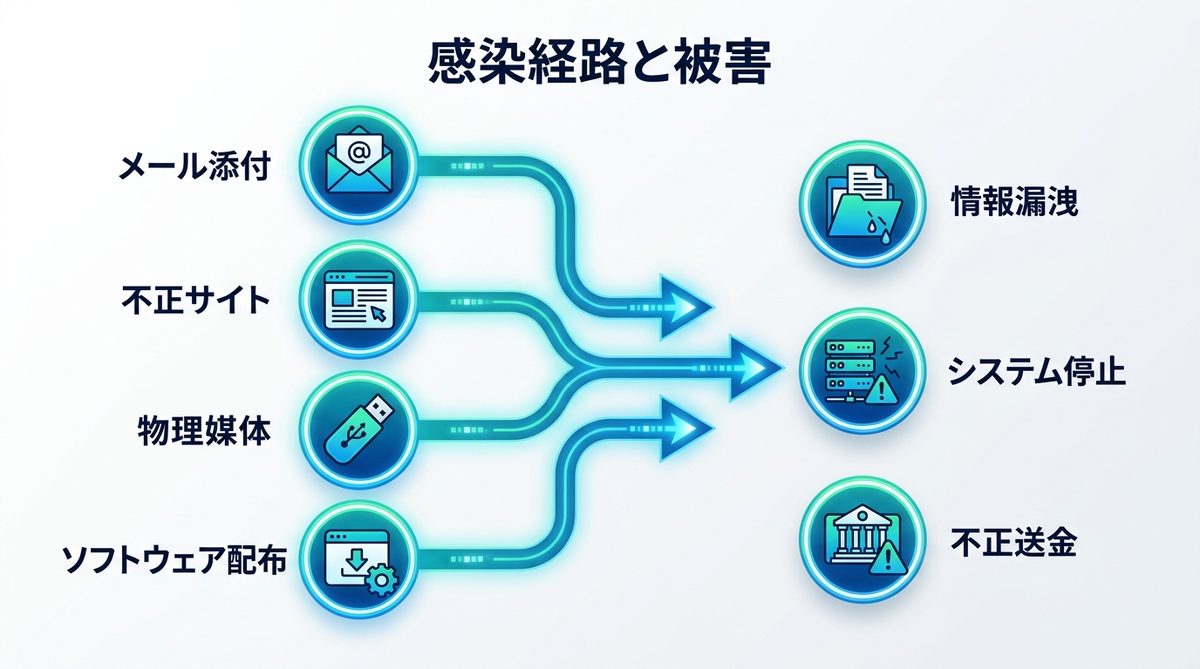 図解：感染経路と被害